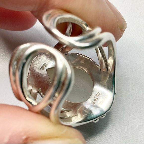 Sajen Sterling Silver Druzy Agate Ring Huge Adjustable - Picture 5 of 10